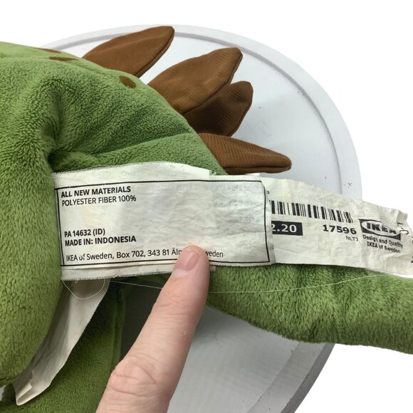 Ikea Jattelik Stegosaurus Dinosaur Plush Stuffed Animal Green 20" - Picture 6 of 8